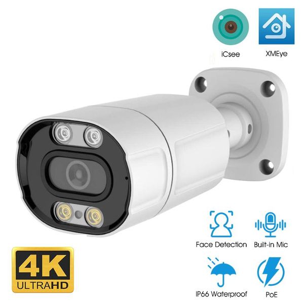 

cameras 4k poe ip camera xmeye icsee 8mp 5mp outdoor face detection dual light h.265x built-in microphone ip66 waterproof metal