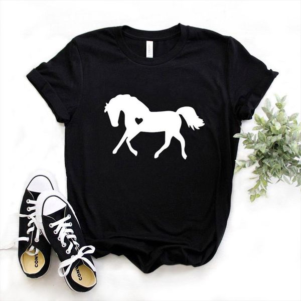 

horse with heart lover mens t shirts print and women cotton casual funny shirt lady yong girl tee a, White;black