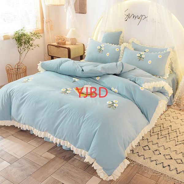 

yjbd princess style flowers embroidery home bedding set four pieces m35