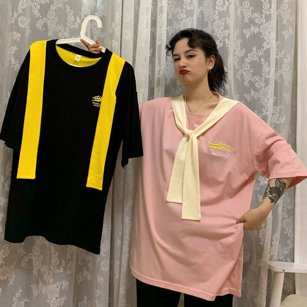 

women in cotton t-shirts half sleeve 2021 will see the solid neck female basic casual black tie classic streetwear 8zp1, White