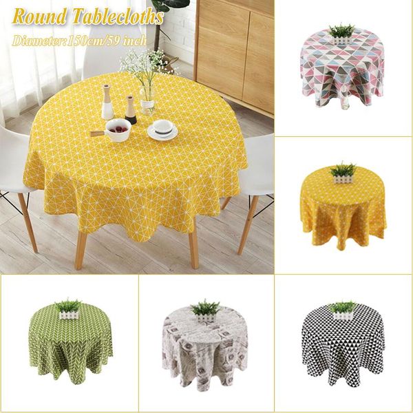 

table cloth simple nordic style tablecloth round tablecloths for circular cover dust-proof cotton linen 59 inch diameter