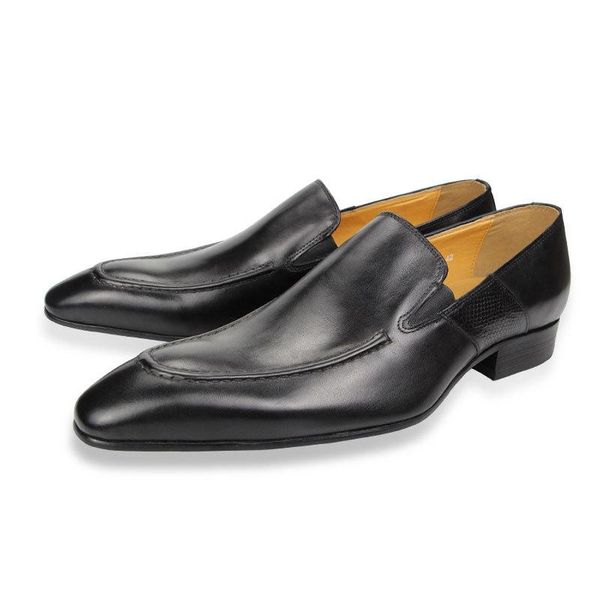 

dress shoes purely handmade genuine cow leather men sapato social formal wedding man black brown loafers plus size pointed