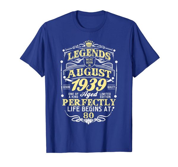 

legend born august 1939 80th awesome birthday gift t-shirt, White;black
