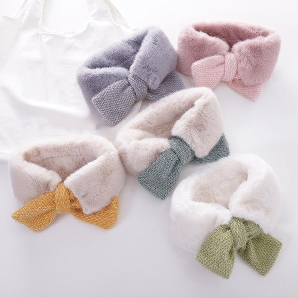 

scarves fashion soft children's faux fur collar scarf plush neck warmer winter shawl wrap girl kids muffler neckerchief, Blue;gray