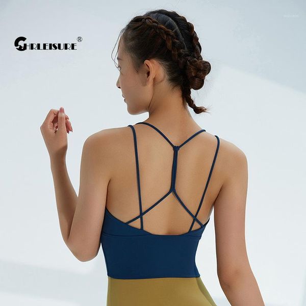 

no rims yoga with chest pad elastic shoulder strap fitness vest beautiful back adjustable sports bra outfit