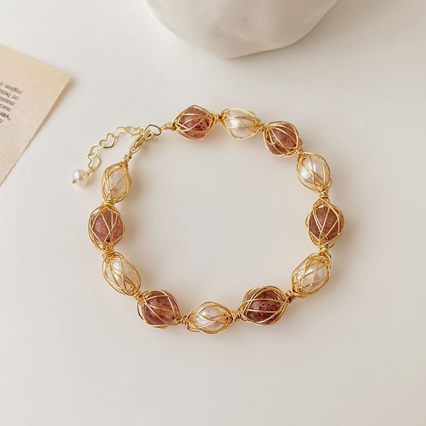 

freshwater pearl bracelet for women 14k gold plated natural stone handmade charm cuff bangles adjustable, Golden;silver