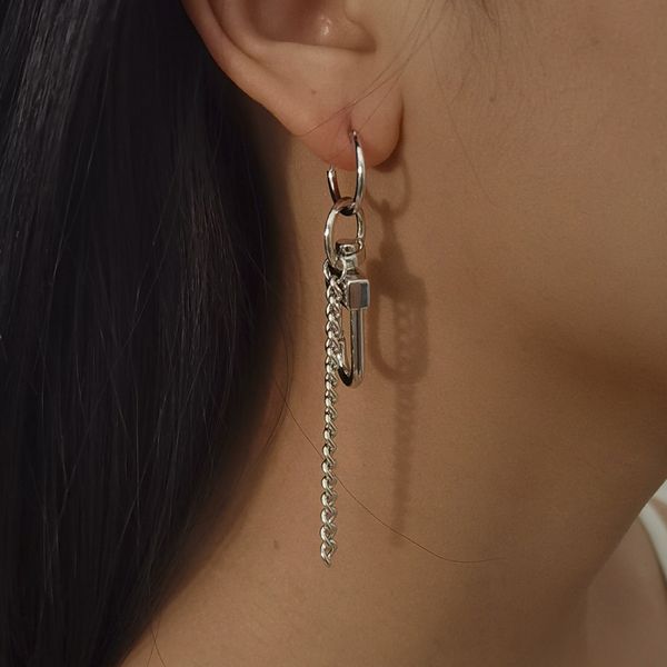 

creative jewelry personality fashion punk trendy women's simple waist button earrings, Silver