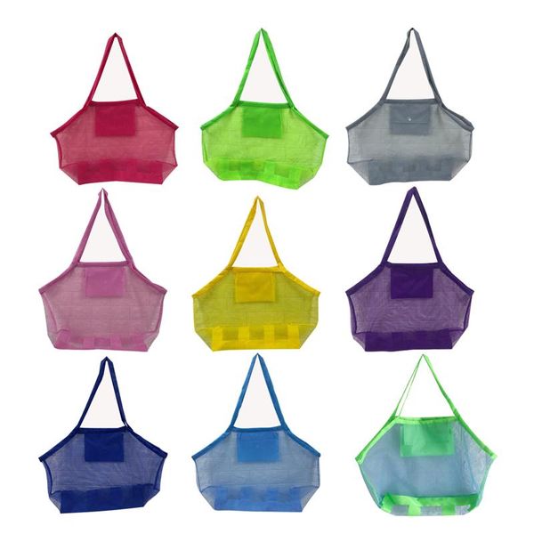 

storage bags children mesh shell sand beach seashell bag kids toy away