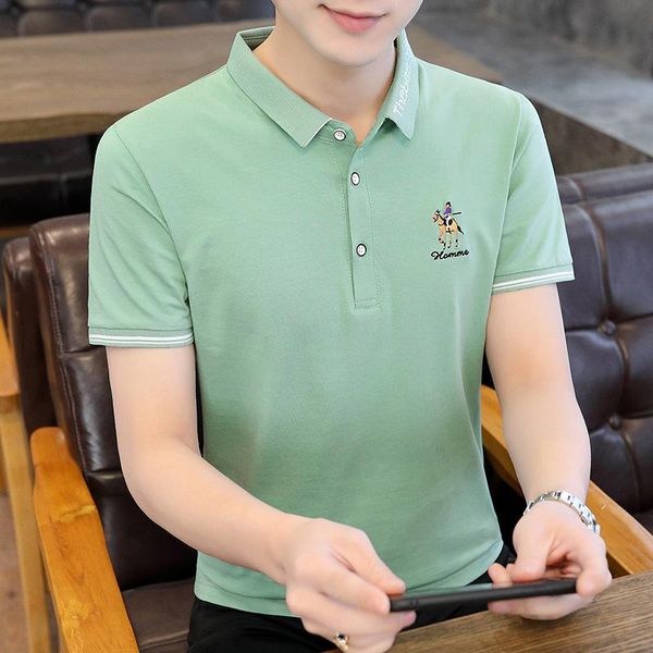 

men's dress shirts chao brand cotton short sleeve t-shirt 2021 summer half shirt white t korean clothes, White;black