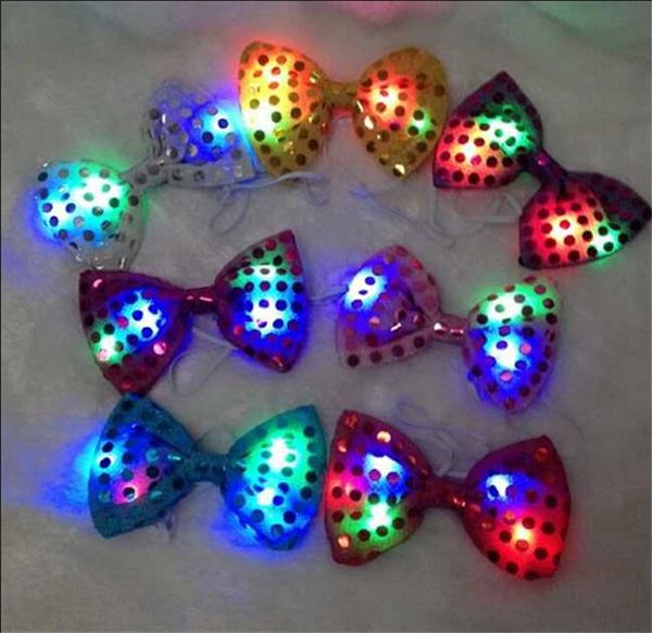 

party decoration 5pcs/lot led luminous neck tie mixcolor flashing male female fashion bow wedding dancing stage glowing