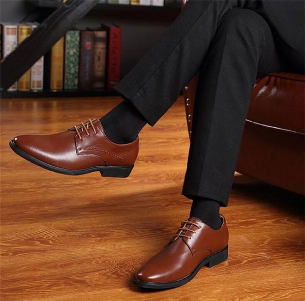 

dress shoes spring mens lace-up bussines leather pointed toe black soft oxfords