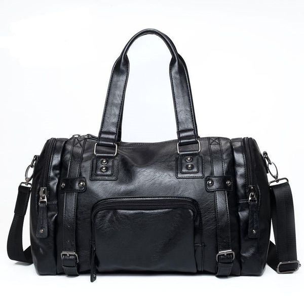 

duffel bags 2021 pu leather travel handbag shoulder bag men's british retro style big messenger b237