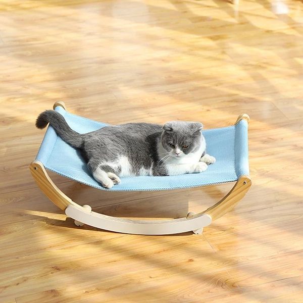 

cat beds & furniture pet rocking lounger bed wood hammock for cat's house puppy mat hanging cats basket small dog sofa products