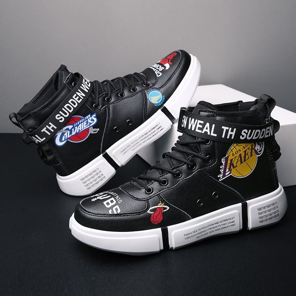 

air force no. 1 men's aj genuine website flagship store official couple board sho autumn and winter high sports korean, Black