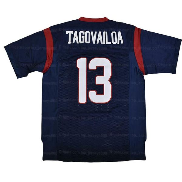 

custom tua tagovailoa 13# high school football jersey stitched blue any name number size s-4xl jerseys quality, Black;red
