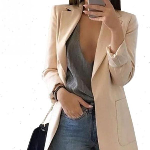 

2021 autumn and winter new womens coat lapel long sleeve business office women blazer coat jacket womens autumn jacket, Black