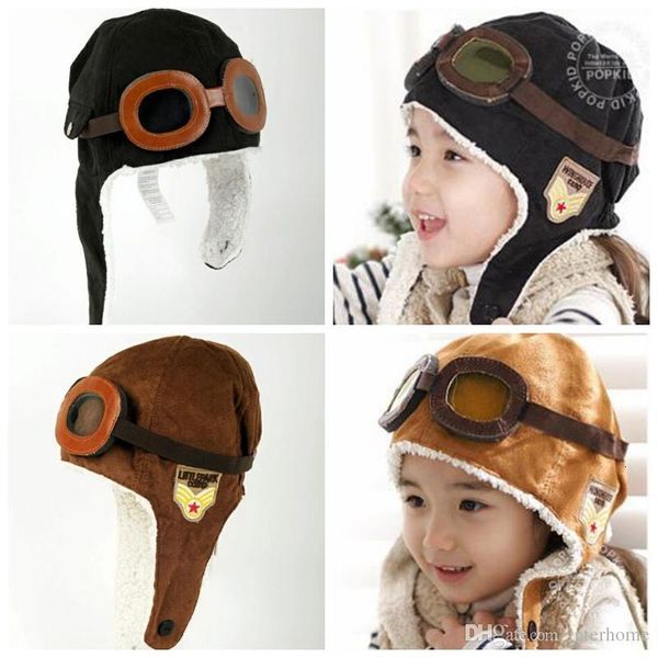 

warm baby aviator cap caps airforce windproof hats beanie girls pilot flight earflap plush bean, Yellow