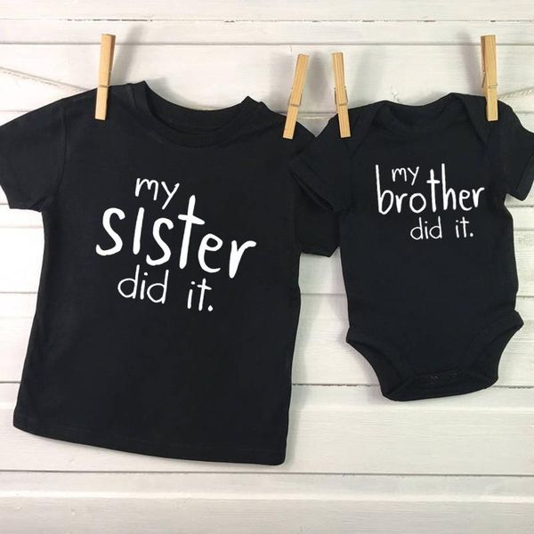 

matching sibling shirts clothes my brother sister did it shirts funny matching family sister brother baby bodysuits, Blue