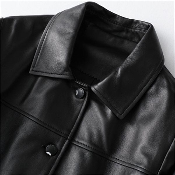 

2021 genuine leather jacket real sheep female spring h59 r58w, Black;brown