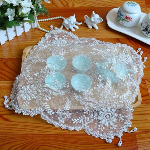 

mats & pads handmade bead embroidery pendant table mat coffee cup tea set fruit machine cover cloth kitchen bedroom living room decoration