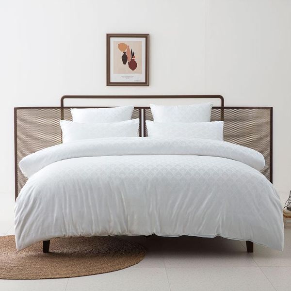 

bedding sets feather pattern duvet cover set double bed 200x200 cm luxury jacquard solid white color  family size for home