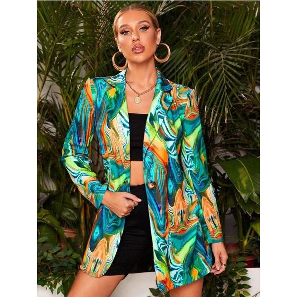 

women's suits & blazers fashion trend female lapel print long sleeves suit jacket elegant autumn winter office lady coat cardigan casua, White;black