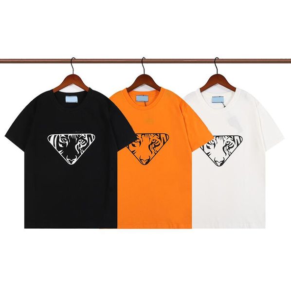 

3 Colors Italy Designer Mens T-Shirts Women Fashion Letters Print Tees With Tiger Patterns Summer Casual Tshirts High Quality, Black