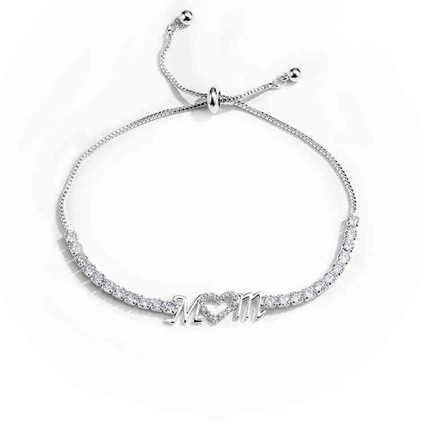 

mothers day gifts fashion digner handmade jewelry adjustable chain zircon bracelet luxury sier love diamond bracelet women, Golden;silver