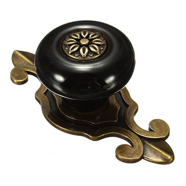 

handles & pulls vintage ceramic door knobs drawer cabinet cupboard wardrobe pull handle black+bronze