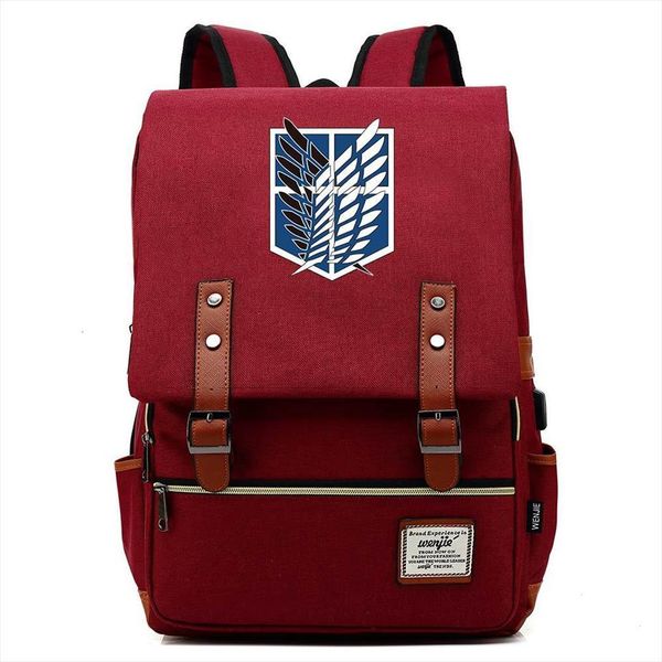 

anime backpack attack on titan lapshoulder bags daily bagpack anti theft canvas flap vintage travel backpacks large capacity