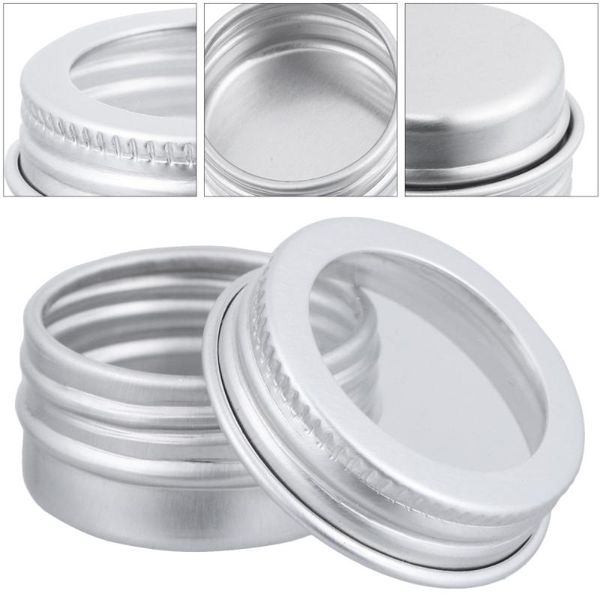 

15pcs 5ml screw lid aluminum jar refillable containers clear round boxes