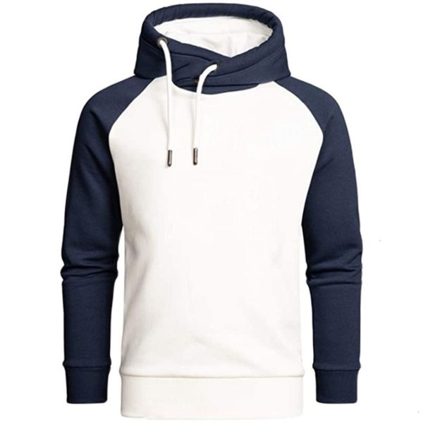 

2020 new men's outdoor sports hooded pullover sweater youth long sleeve color matching top, Black