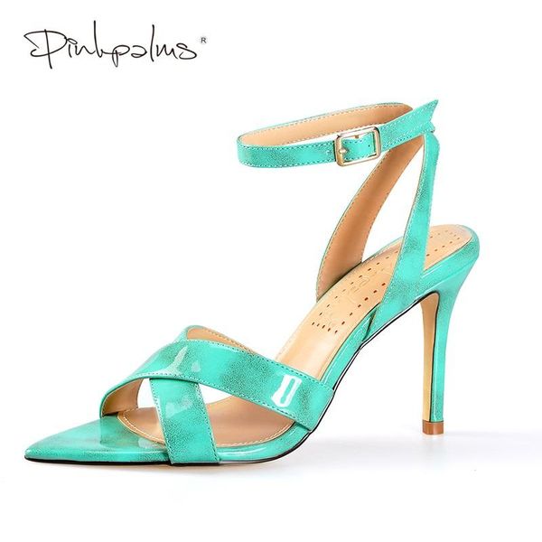 

dress shoes pinkpalms women summer sandals cross strappy toe post heel women's slingback pointed peep high heels ankle strap blue, Black