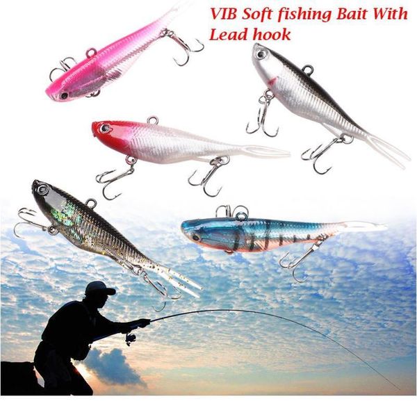

1pcs sile vib jig hook whopper soft 9.5cm/11.5cm bait fishing lure fake bait package lead fish soft vib l jllous