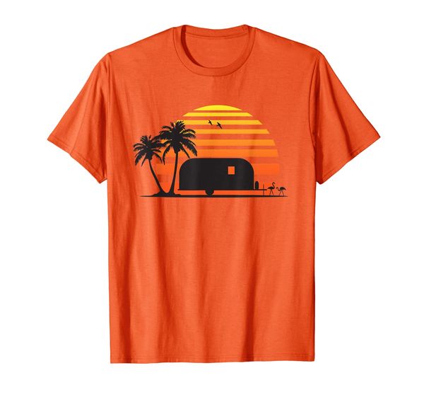 

vintage rv camper trailer beach sunset tee, White;black