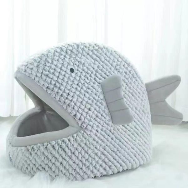 

cat beds & furniture pet semi closed fish shape cute cartoon cat's nest four seasons general anti slip moisture proof small dog pad dog