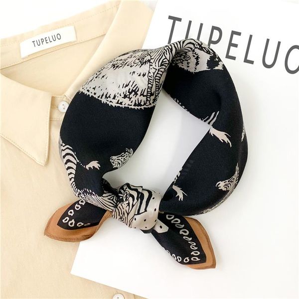 

scarves pure silk scarf women square female hair band print design neck small foulard bandana spring kerchief tie 2021, Blue;gray