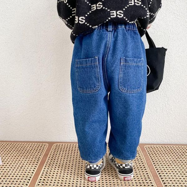 

cool blue pocket thicken spring autumn trousers pants for girls boys children kids clothing teenagers high quality