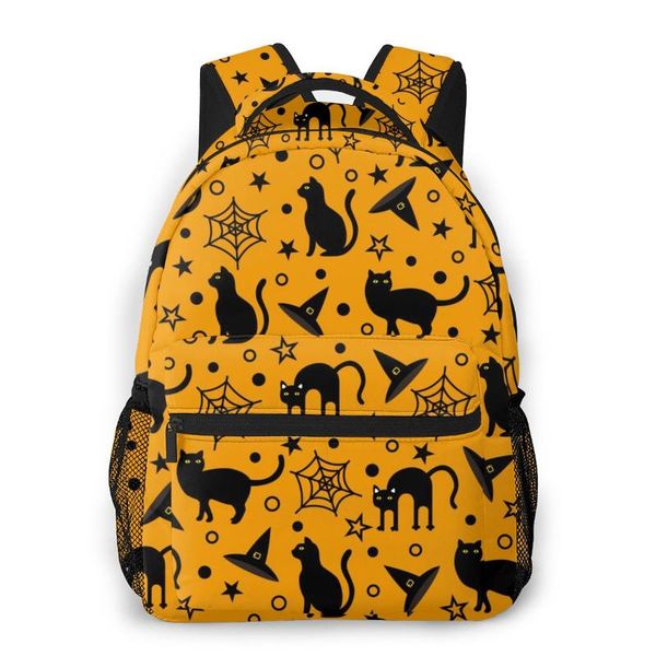 

backpack women fashion male travel mens bag large lapshopping halloween cats pattern