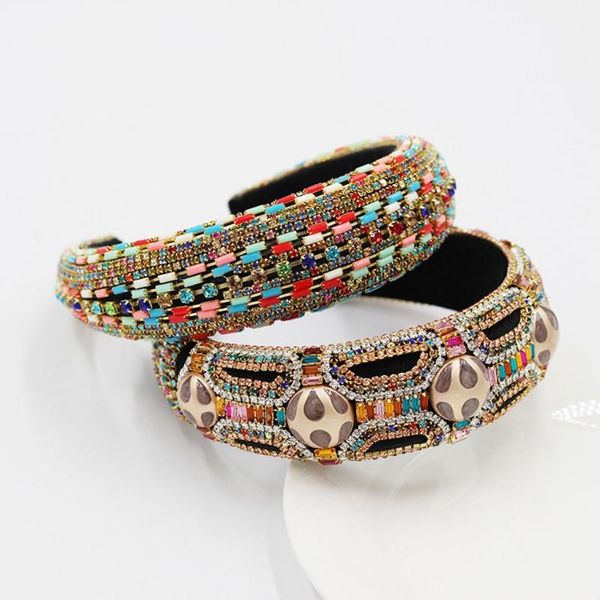 

baroque tiaras wide headband luxurious color crystal rhinestones girls hair hoop 77he, Golden;silver