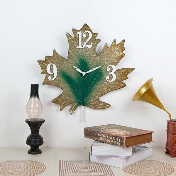 

wall clocks metal creativity clock retro leaf creative decoration model material