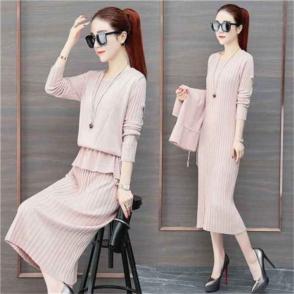 

women's sweater dress pullover sleeve spring and autumn 211110, Black;gray