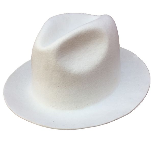 

2021 new fashion wool felt white fedora hat for women or men fin4, Blue;gray
