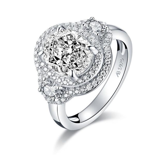 Na moda 925 Sterling Silver 3.0 CT Oval Cut Cut Anel Anel Noivado Simulado Diamante Casamento Prata Anéis de Prata de Jóias