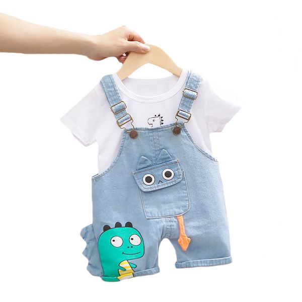 

lawadka baby boy clothing sets infants newborn boy clothes shorts sleeve overalls 2pcs outfits summer cartoon clothing 210226, White
