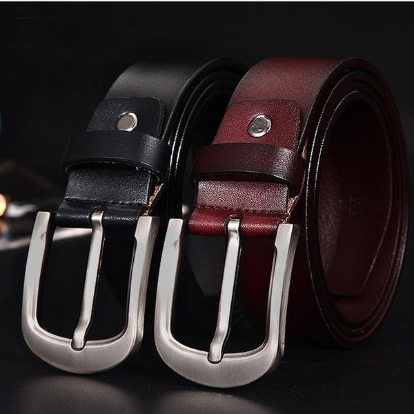 

belts men belt cow genuine leather male luxury design for fashion classice vintage pin buckle, Black;brown