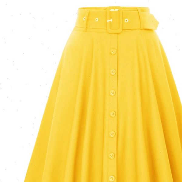 

womens solid color skirts buttons flared a line skirt belt pockets fashion girl school casual knee swing skirts faldas, Black