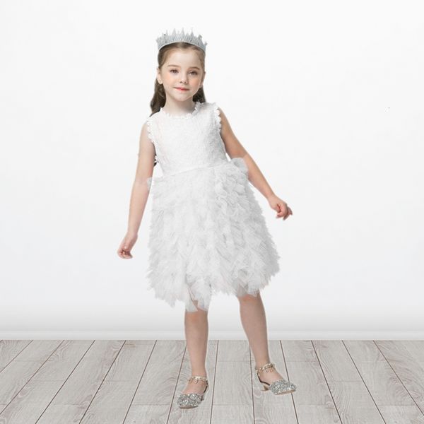 

women's lace summer children's wear, flower pattern, v-shaped bare back, evening wedding dress, children aged 3 to 8, Red;yellow