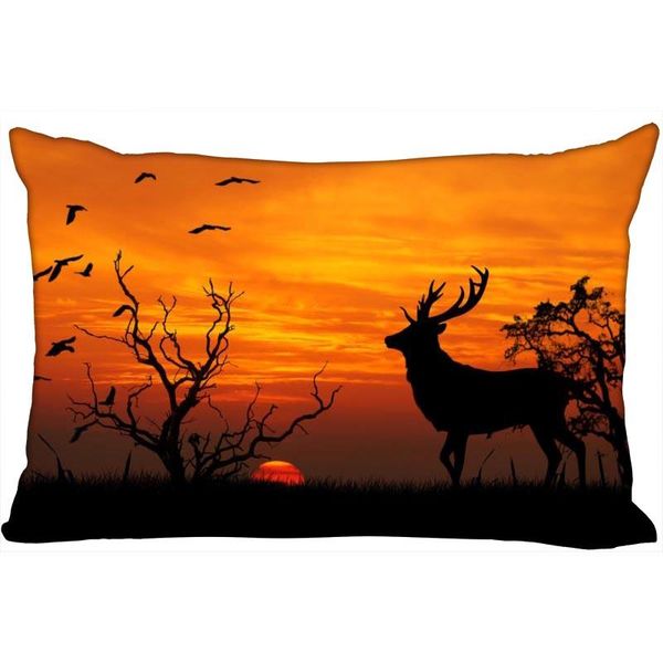 

pillow case shunqian animal deer pillowcase 45x35cm(one side) decorative rectangle zipper 3d print satin fabric cover