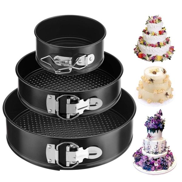 

3 pack 4inch/7inch/9inch non-stick springform cake pans with removable bottom, leakproof cheesecakes baking pans set